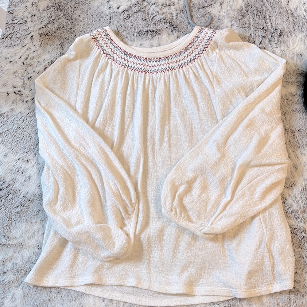 Madewell Superlight Jacquard Embroidered Smocked Top